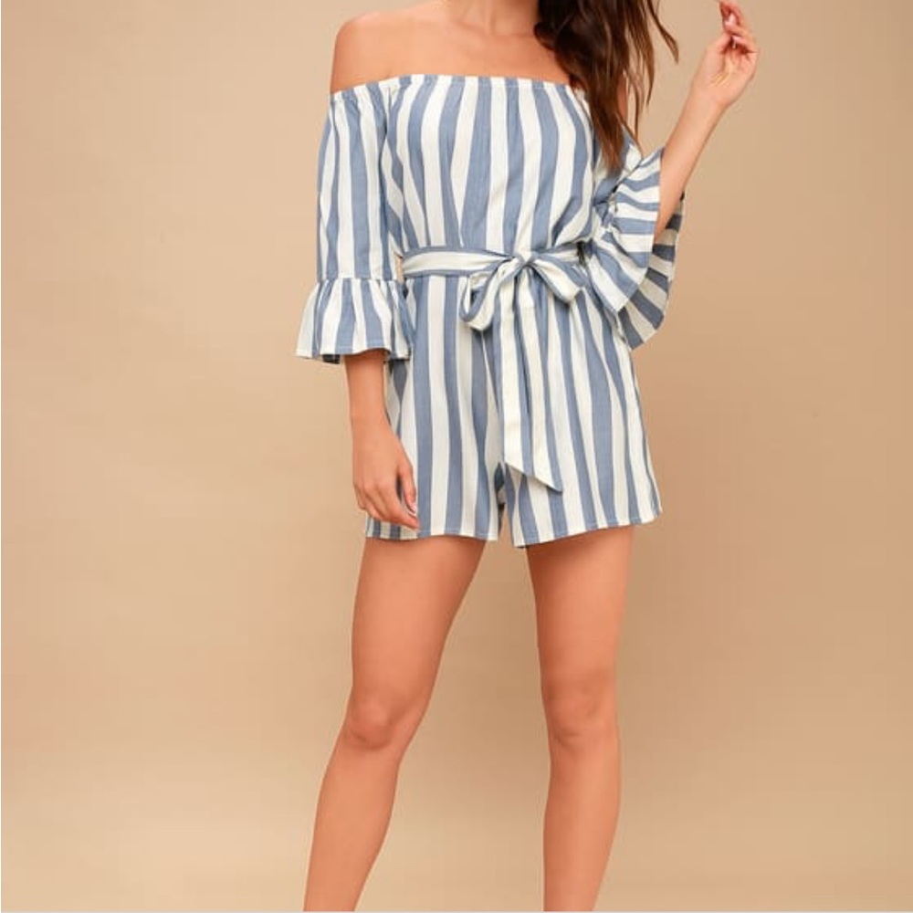 Billabong Romper Blue and White Stripes Small